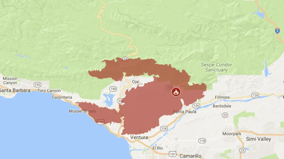 Thomas Fire map