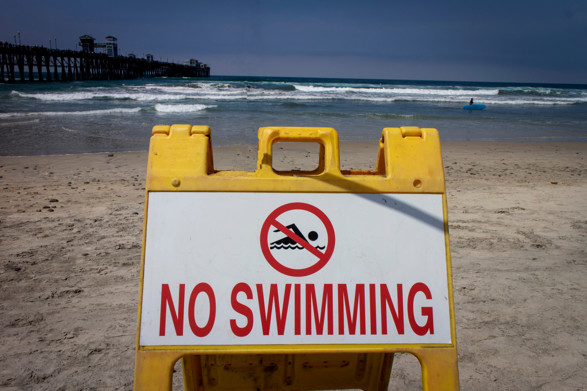 Beach Closure Due To Sewage Signage