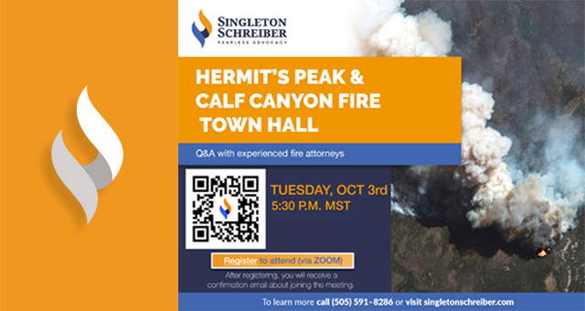 An event flyer for the Hermit's Peak and Calf Canyon Fire Town Hall