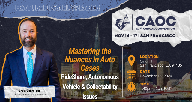 Mastering the Nuances in Auto Cases: RideShare, Autonomous Vehicle & Collectability Issues