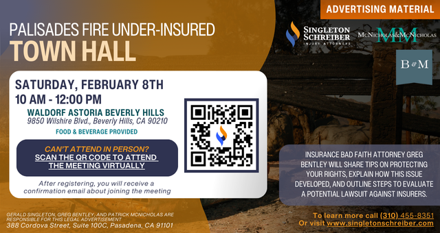 Palisades Under-Insured In Person Town Hall (February 8th)