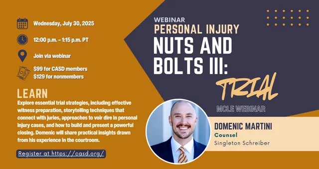 Personal Injury - Nuts and Bolts Tiral: III Speaking Session