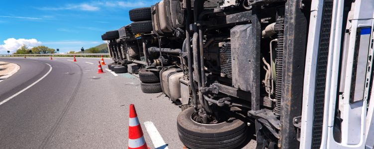Trucking accident - truck flipped over