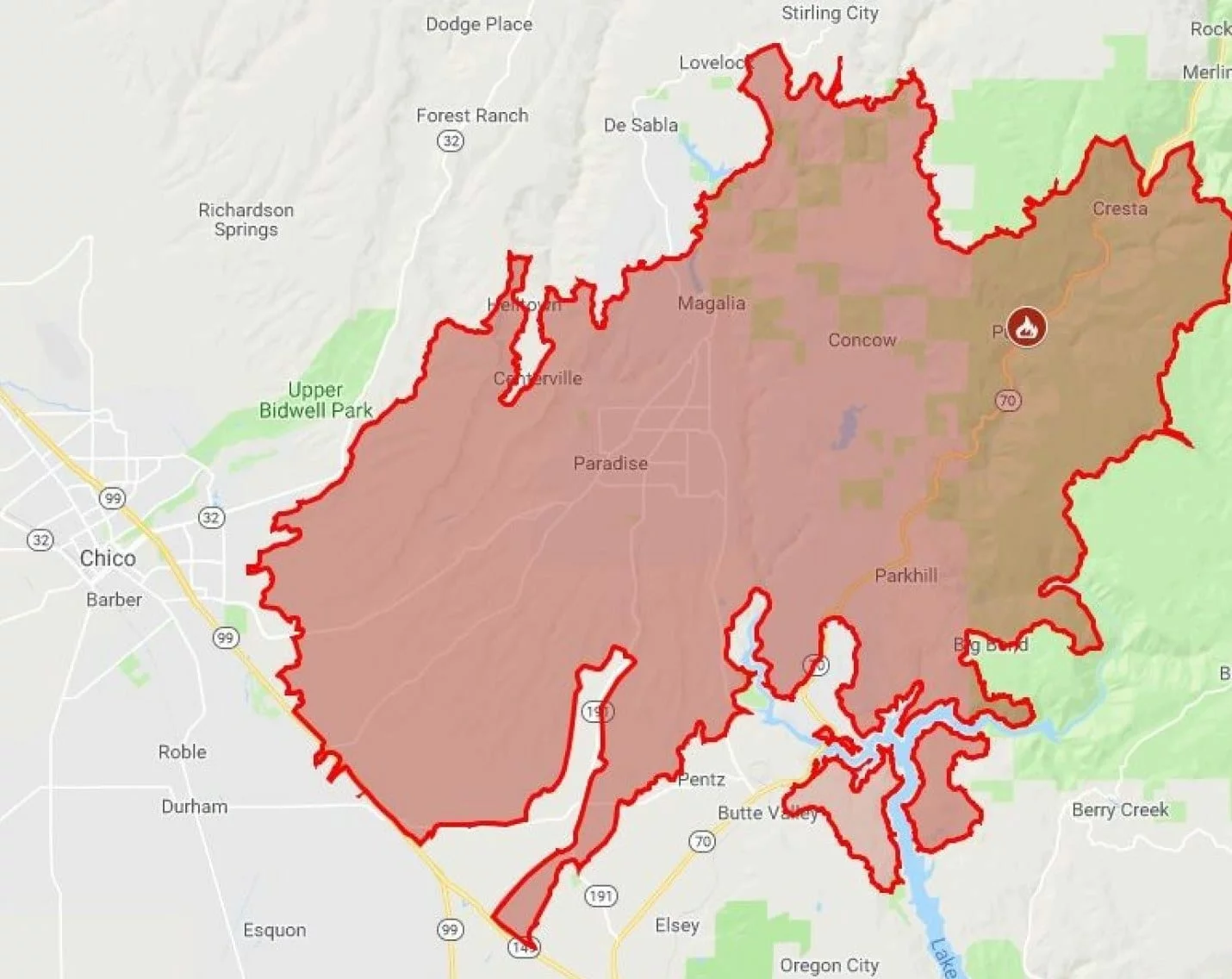 Camp Fire map