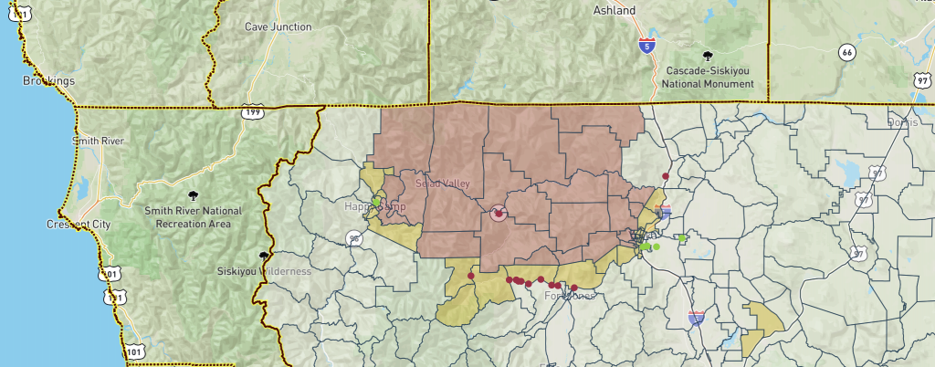 McKinney Fire evacuation map